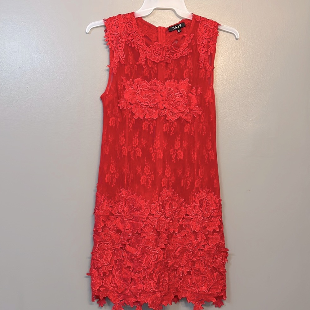 Red lace dress!